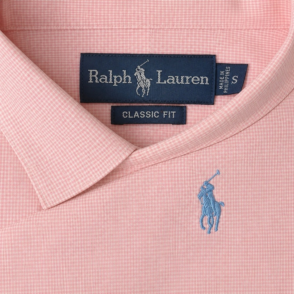 Ralph Lauren Button Down Shirt Men S Pink Gingham Classic Fit Short Sleeve Pony